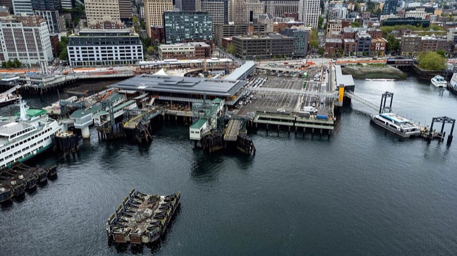 Colman Dock ferry terminal from above