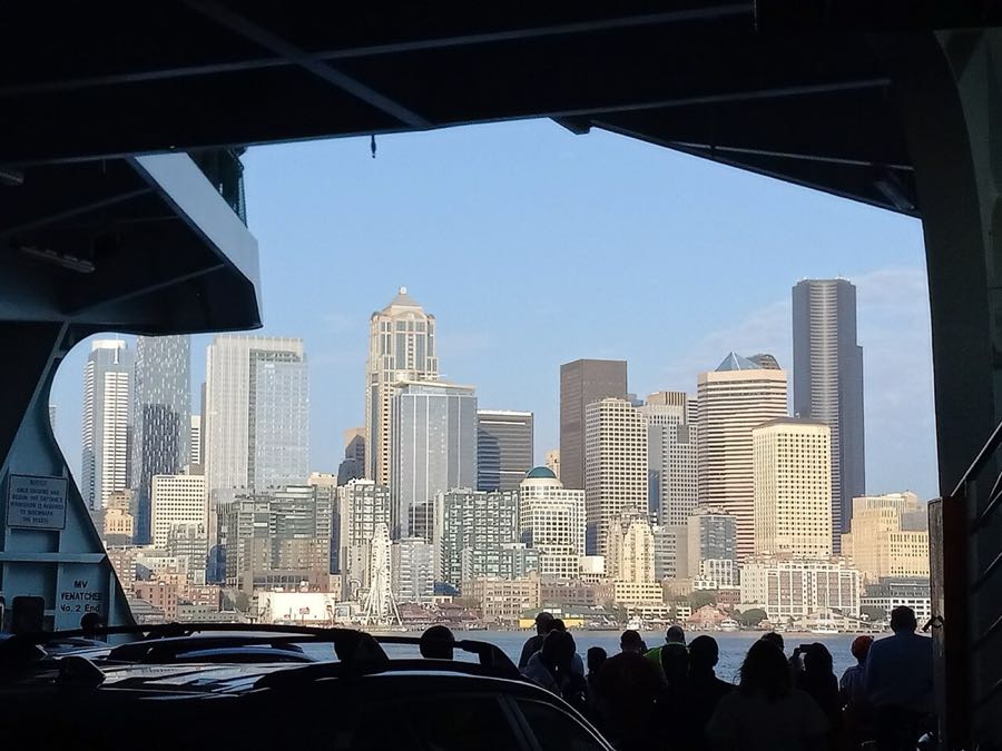 Seattle skyline from the ferry deck