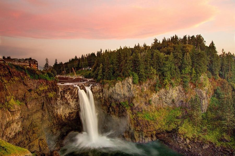 Snoqualmie Falls at golden hour